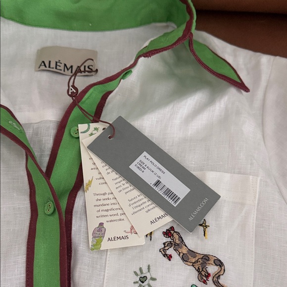 Alemais White Midi Dress with Green and Brown Details - Picture 6 of 6